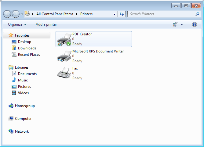 Screenshot of PDF Creator for Windows 7